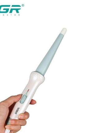 Плойка конусна vgr v-596 стайлер для завивки волосся професійна плойка з керамічним покриттям для локонів