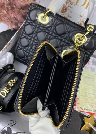 Сумка dior lady black gold + гаманець10 фото