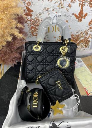 Сумка dior lady black gold + кошелек1 фото