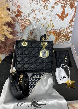 Сумка dior lady black gold + кошелек3 фото