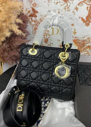 Сумка dior lady black gold + гаманець2 фото