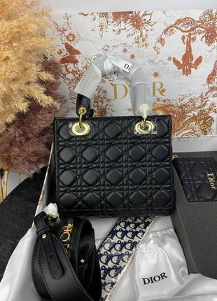 Сумка dior lady black gold + кошелек8 фото