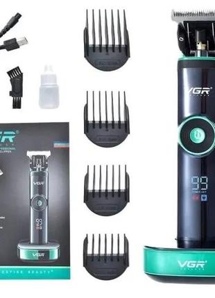 Универсальная машинка триммер для стрижки волос vgr v-671 аккумуляторный с набором насадок и led дисплеем