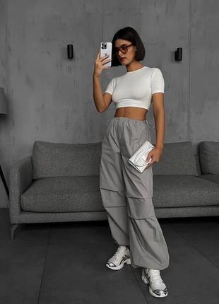 Штаны спортивные карго из плащёвки2 фото