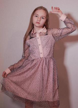 Сукня персик леопард