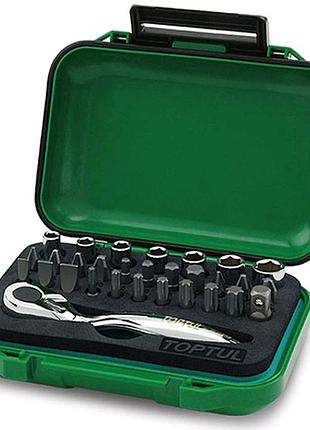 Набір торцевих головок і біт з тріскачкою toptul 1/4" 30ед. gabw3001
