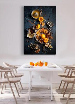 Картина на холсте "для кухни апельсины, шоколад, корица" 50*75 см