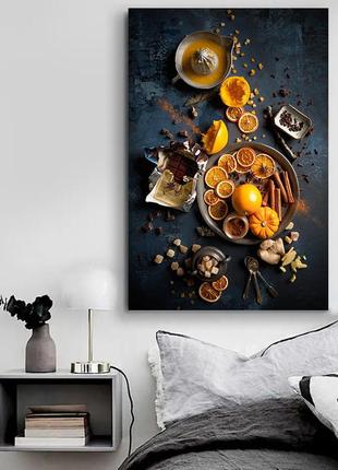 Картина на холсте "для кухни апельсины, шоколад, корица" 50*75 см