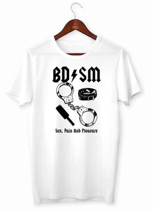 Футболка біла з принтом bdsm sex pain and pleasure бдсм кавун 18+ xs фп012212