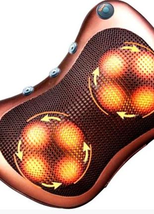 Масажна подушка massage pillow qy-8028 інфрачервоний роликовий масажер для шиї та спини 8 масажних ролика