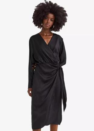 Сатинова сукня на запах h&amp;m