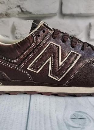 Мужские кроссовки new balance кожаные коричневые