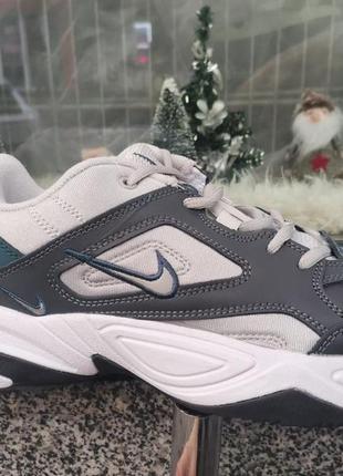 Чоловічі шкіряні демісезонні кросівки для підлітків nike monarch tekno темно-сірий з білим р 41-46