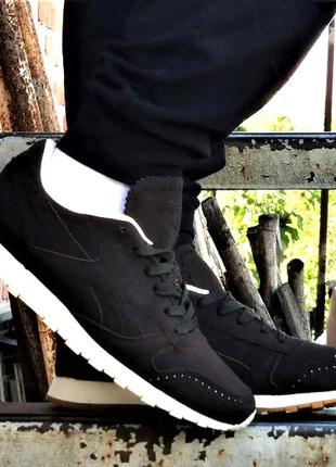 Мужские кроссовки reebok classic коричневые рибок нубук  топ