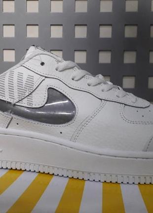Мужские кроссовки nike air force кожаные с рефлективными вставками белые р. 44, 46