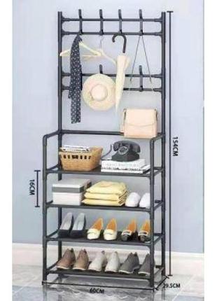 Універсальний вішак для одягу new simple floor clothes rack size 60x29.5x151 см чорний4 фото