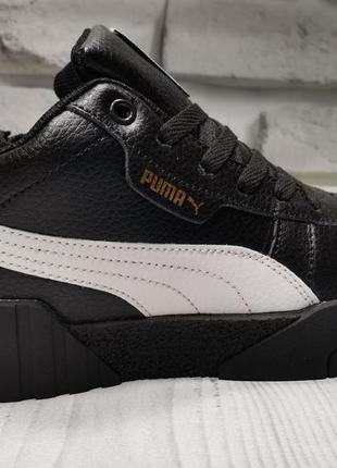 Жіночі кросівки puma cali шкіряні на хутрі чорно-білі ()