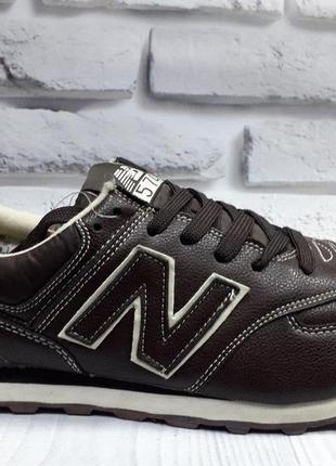 Мужские кроссовки new balance кожаные коричневые