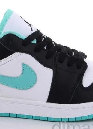 Жіночі підліткові кросівки демісезон nike dunk шкіра чорно-білі з м'ятним р 36-41 новинка