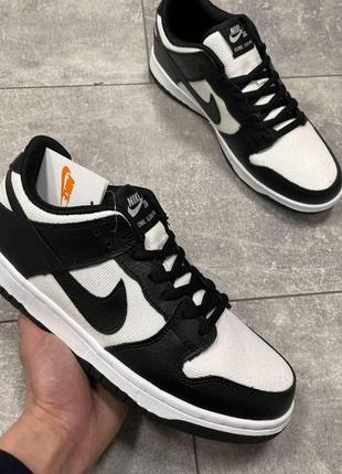 Чоловічі кросівки демісезонні nike dunk шкіра чорно-біла р 41-46