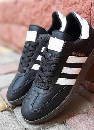 Мужские кроссовки демисезон adidas spezial кожа черные с белым р 41-45