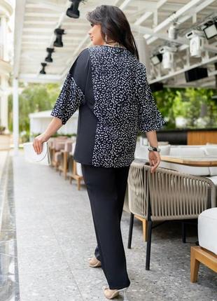 Костюм женский брючный блуза-софт и брюки большие размеры4 фото