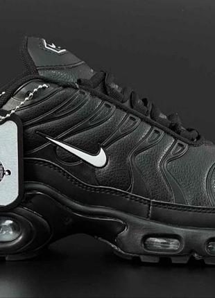 Мужские демисезонные кроссовки nike tn кожаные черные с белым р 41-46