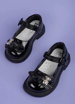 Туфли для девочек черные эко лак