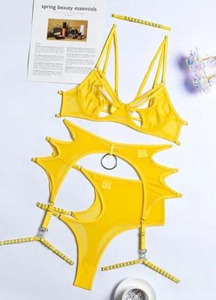 Комплект нижнего белья сексуальный s желтый