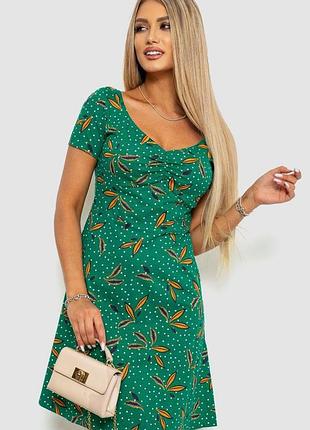 Платье с принтом повседневное, цвет зеленый, размер xs fa_010213