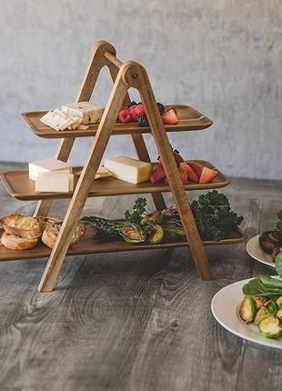 Kilys 3-ярусный сервировочный поднос, деревянная сервировочная подставка, прямоугольная сервировочная стойка2 фото
