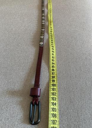 Качественный кожаный ремень бордового цвета 105см8 фото