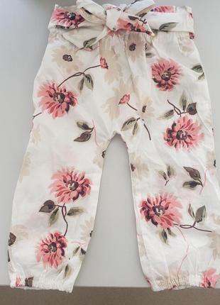 Летние лёгкие хлопковын штаны брюки девочке 9-12м 74-80см новые