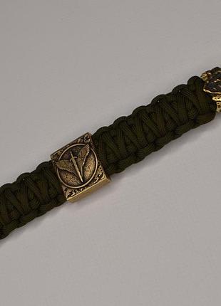 Браслет дшв із самураєм з латуні ручного лиття плетіння королівська кобра + брелок у подарунок