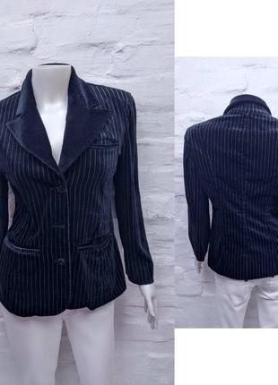 Armani jeans italy стильный элегантный бархатный велюровый винтажный жакет в полоску