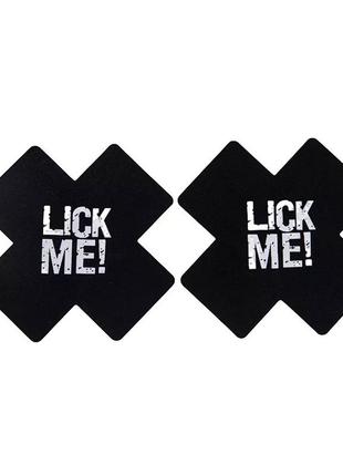Наклейки на груди хрести з написом luck me one size чорно-білий