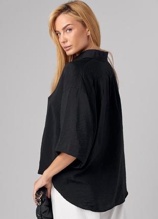 Женская рубашка oversize с четвертым рукавом7 фото