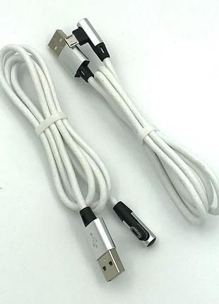 Usb кабель / дата кабель m-014 круглый силиконовый угловой micro usb 1.0m white (тех. упаковка)