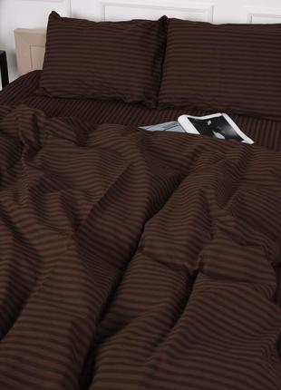 Комплект постільної білизни страйп сатин dark choco
