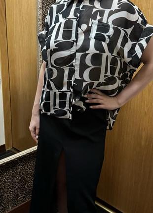 Жіноча блуза з літерами,чорна блуза ,шифонова блуза,прозора блуза