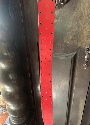Ремень кожаный лаковый атласный красный брендовый пояс