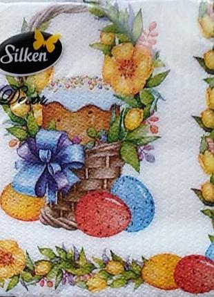 Серветки великодні паперові silken 2 шарові