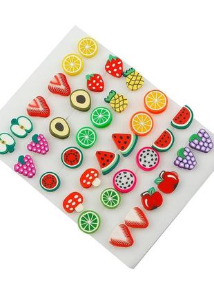 18 пар сережок, комплект яскравих акрілових сережок