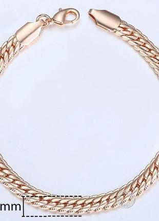 Брендовий позолочений браслет (медичне золото) довжина 20 см ширина 6 мм