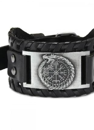 Чоловічий широкий браслет, скандинавський дизайнерський прінт