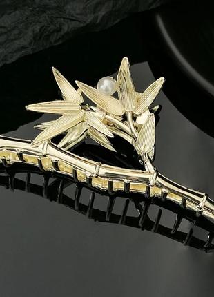 Металева заколка у вигляді гілочки бамбука