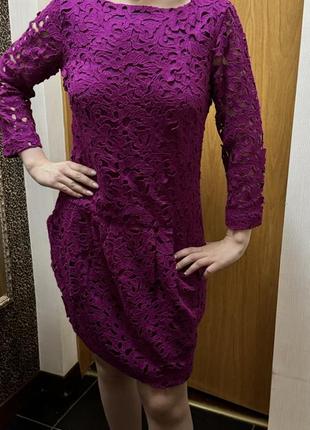 Рожева сукня bgn, вечірня сукня міні,брендова сукня ,укорочена сукня с мереживом