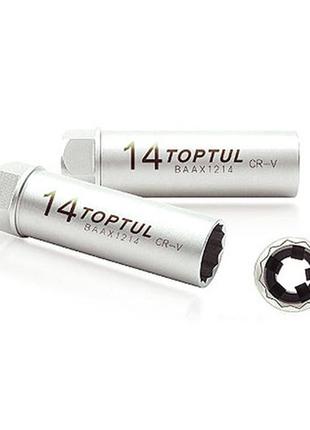 Головка 12-гранна свічкова toptul 14мм 3/8" 12 гр. l 90мм bsba1214s