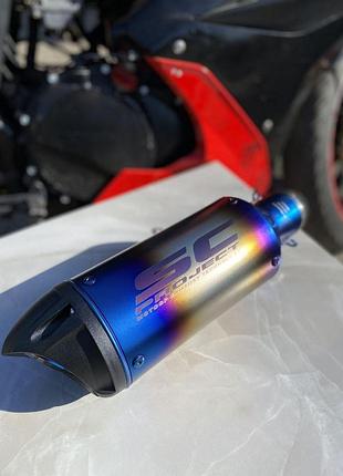 Вихоп м4, глушник акрапович, глушник sc project, вихоп на мотоцикл