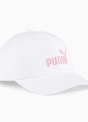 Біла кепка puma ess cap з рожевим написом (нова оригінал з сша)